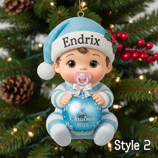 Discover Personalized Baby's First Christmas Ornament  Custom Acrylic Newborn Keepsake