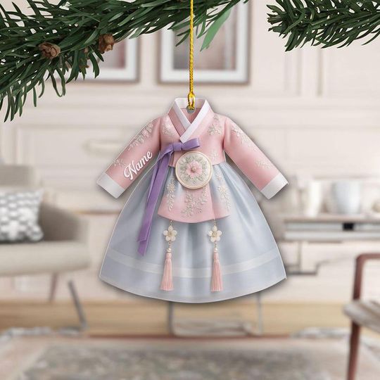 Discover Personalized Korean Hanbok Dress Acrylic Ornament, Hanbok Ornament, Custom 2D Flat Hanbok Tree Decoration, Korean Lovers Gift For Friends