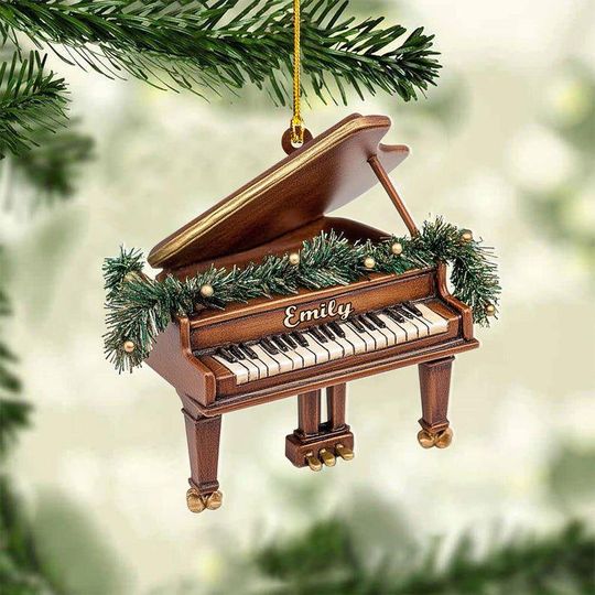 Personalized Piano Christmas Ornament, Music Christmas Flat Ornament, Piano Lovers Acrylic Ornament, Musician Gift, Piano Player Ornament