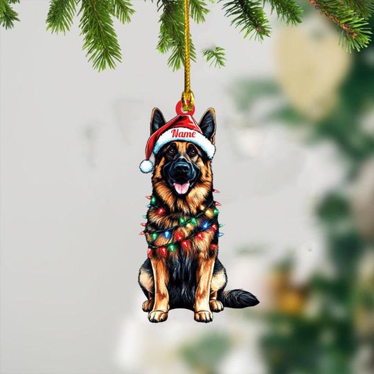 Discover Personalized German Shepherd Dog Christmas Lights Ornament, German Shepherd Dog Ornament Gift, German Shepherd Dog Car Ornament