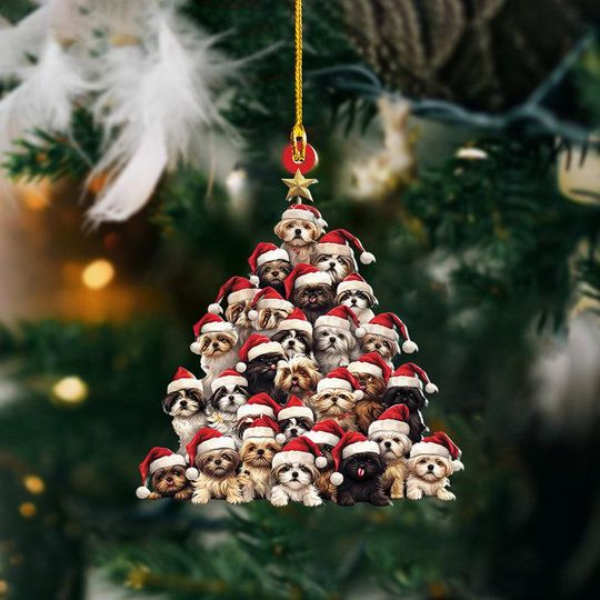 Discover Shih Tzu Dog Christmas Tree Ornament, Shih Tzu Dog Rearview Mirror Car Ornament Decor, Shih Tzu Dog Lovers Holiday Gift