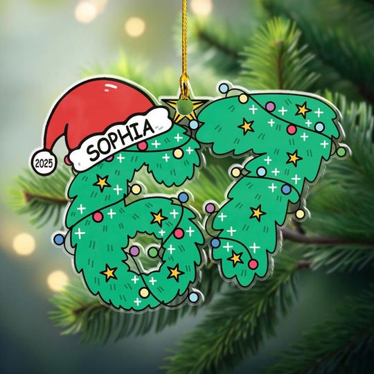 Discover Personalized 67 Acrylic Ornament, Six Seven Ornament, Funny Teen Gift, Christmas Gift Kids, 67 Meme, Christmas Tree Decor, Grandkid Gift