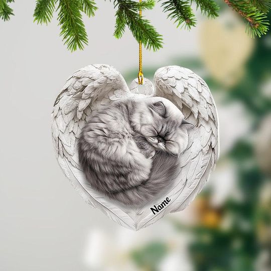 Discover Personalized Persian Cat Sleeping Angel Wings Ornament, Persian Cat Christmas Ornament Gift, Car Ornament, Gift For Pet Lover