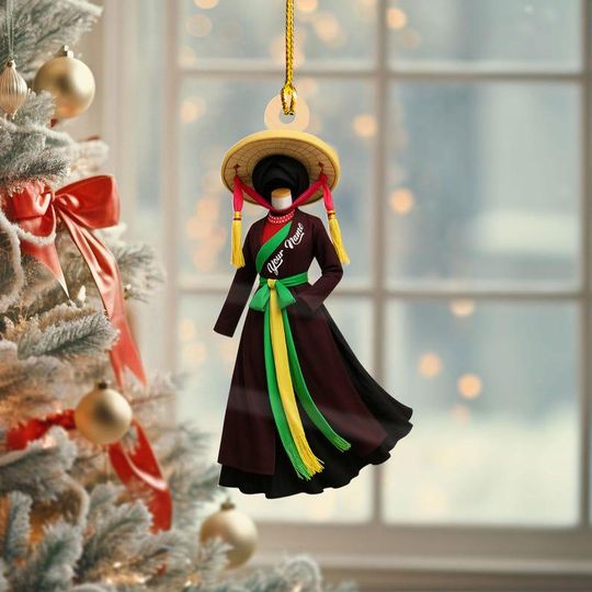 Discover Personalized Vietnamese Ao Dai decorations, Bac Ninh Quan Ho folk song costumes decorations, cultural gifts for Vietnamese women and men