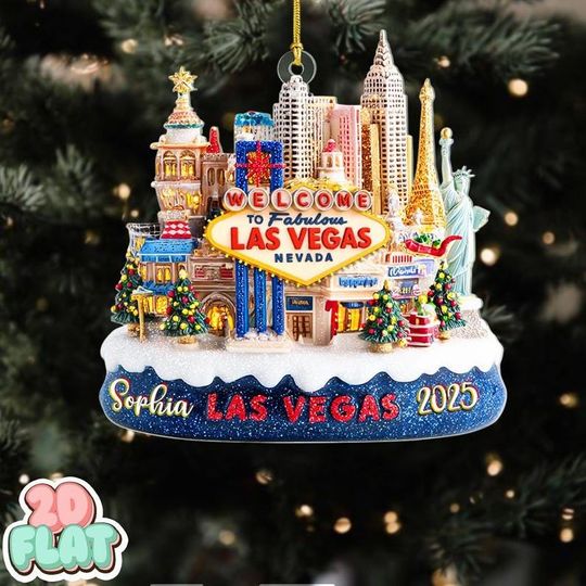 Discover Personalized Las Vegas Ornament, 2D Printed Cityscape Souvenir, Welcome to Fabulous Las Vegas Gift, Las Vegas Xmas Ornament, Vegas Gift