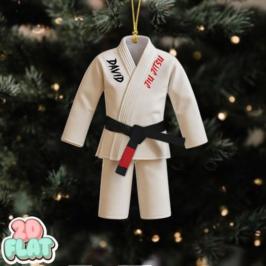 Discover Custom 2D Jiu Jitsu Uniform Christmas Acrylic Ornament, Personalized Martial Arts Gift for Boy or Girl, Personalized Jiu Jitsu Lover Gift