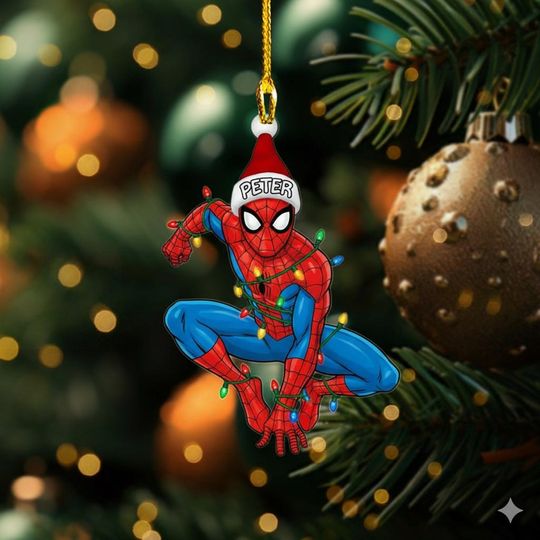Personalized Spiderman Christmas Ornament, Custom Kid Spidey Ornament, Birthday Boy Gift, Spidey Xmas 2025 Ornament, Superhero Ornament