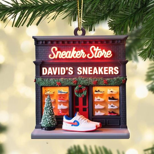 Discover Personalized Sneaker Store Ornament, Custom Name Shoe Shop Christmas Decoration, Gift for Sneaker Lovers, Christmas ornament 2025