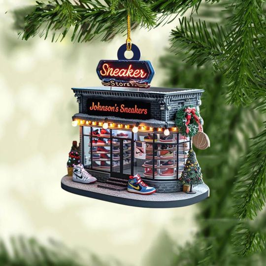 Discover Personalized Sneaker Store Ornament, Custom Name Shoe Shop Christmas Decoration, Gift for Sneaker Lovers, Christmas ornament 2025
