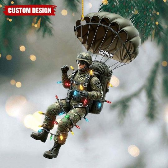 Discover Personalized Military Parachutist Christmas Ornament, Custom Soldier Christmas Tree Decor, Military Keepsake, Christmas Gift For Parachutist