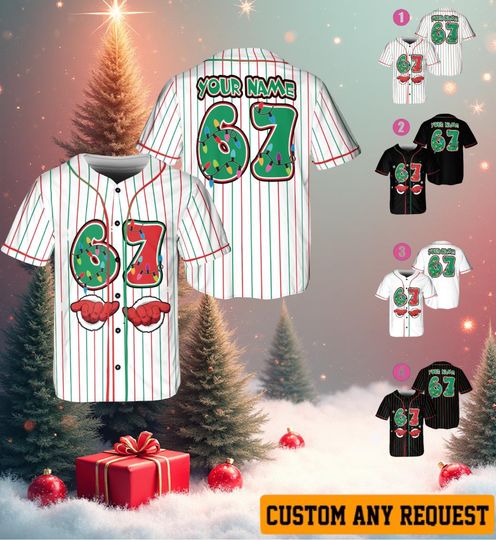 Discover Funny Christmas '67' Meme Baseball Jersey, Festive Holiday Outfit