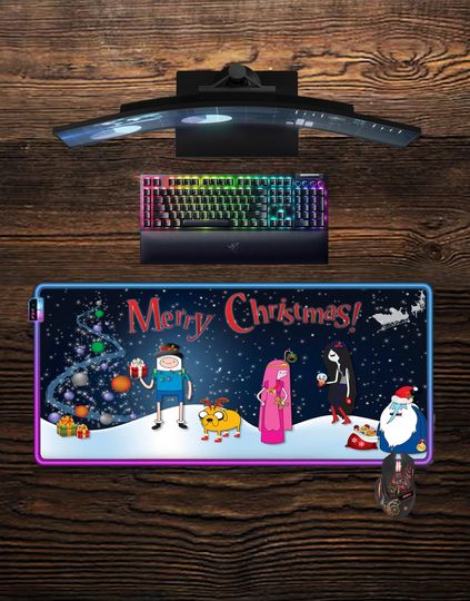 Discover Adventure Time LED Mouse Pad: Jake and Finn Christmas RGB Gaming Desk Mat