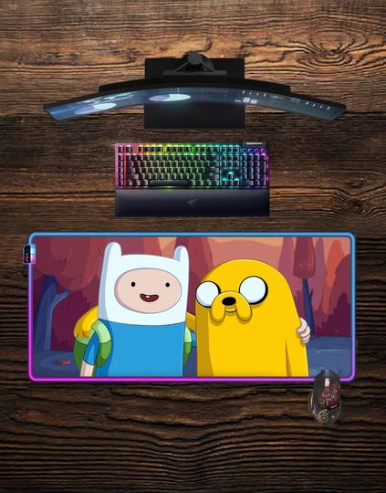 Discover Adventure Time LED Mouse Pad: Jake, Finn RGB Gaming Desk Mat
