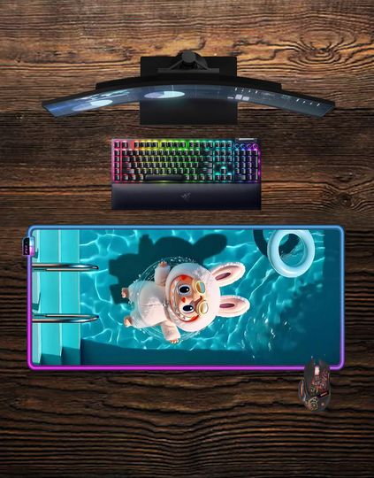 Labubu LED Mouse Pad - Video game RGB Gaming Desk Mat