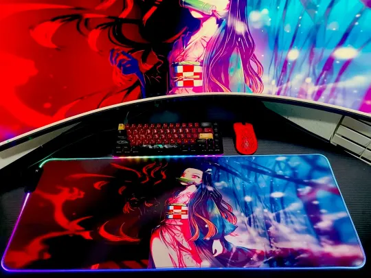 Discover Blood Art neko demon RGB Anime Mouse Pad - Vibrant LED Gaming Mat