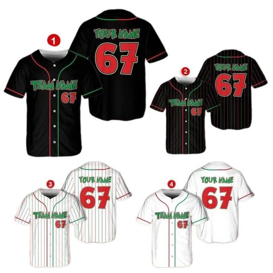 Discover Custom Six Seven Meme Christmas Baseball Jersey, Personalized Santa 67 Baseball Jersey, 67 Trend Christmas Jersey, Christmas Team Uniform