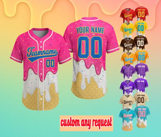 Discover Personalized Ice Cream Drip Baseball Jersey, Custom Sprinkle Family Matching Shirt Christmas Gift
