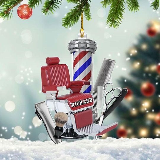 Discover Personalized Chirstmas Ornament for Barber Shop, Barber Ornaments for Barber Shop Christmas Tree Decoration, Custom Hairdresser Ornaments