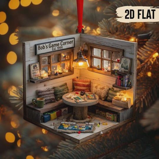Discover Game Room Miniature Ornament, 2025 Christmas Gift, Personalized Ornament For Board Game Lover