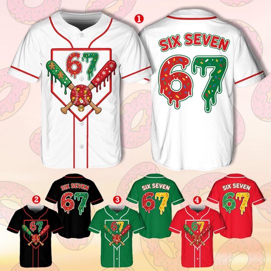 Discover Funny Neon Six Seven Meme Baseball Jersey, 67 baseball jersey, Baseball Ice Cream Drip Shorts Jersey, Funny Christmas Baseball