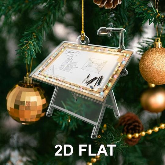 Discover Architect 2D FLAT Ornament, Custom Drafting Table Christmas Decoration, Designer Gift, Architecture Student Ornament, Engineer Holiday Gift