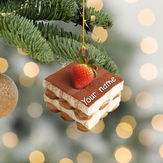 Discover Custom Tiramisu Christmas Ornament: 2D Foodie Decor