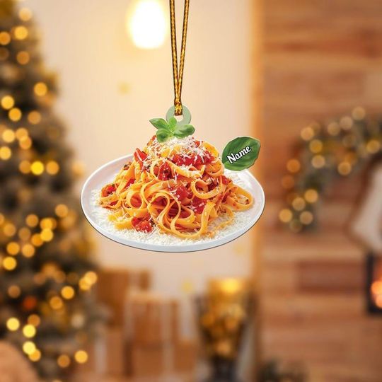 Discover Pasta wtih Tomato Christmas Light Ornament, Christmas Tree Decor, Loved Pasta Ornament, Hanging Ornament Gift