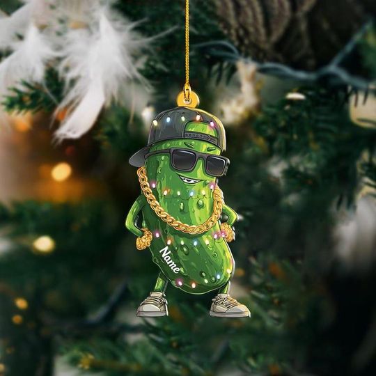 Discover Personalized Hip Hop Pickle Christmas Ornament, Funny Pickle Ornament, Cool Rapper Pickle Decor, Gift for Pickle Lovers 2025