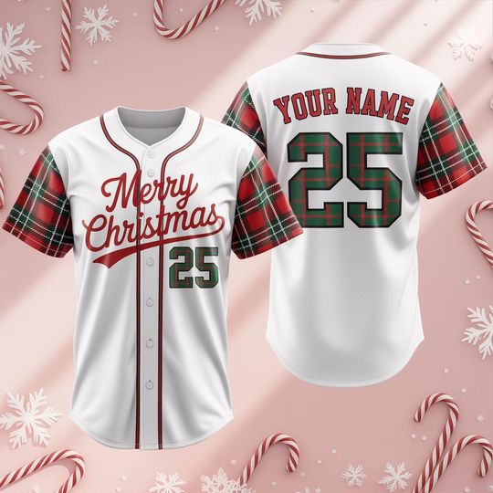 Discover Christmas Jersey Personalized Jersey Merry Christmas Shirt Baseball Christmas Family Xmas Shirt Custom Baseball Shirt Holiday Jersey