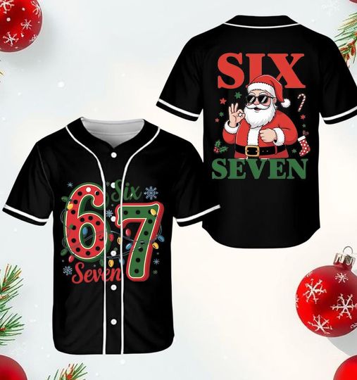 Discover Six Seven Christmas Baseball Jersey, Six Seven Meme Jersey , Boys baseball Costume, Custom Jersey Shorts, Christmas Gifts