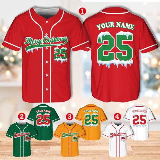 Discover Christmas Jersey Personalized Jersey Merry Christmas Shirt Baseball Christmas Family Xmas Shirt Custom Baseball Shirt Holiday Jersey