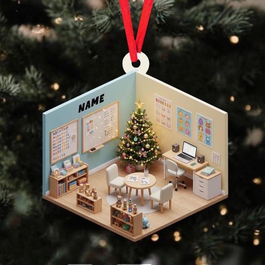 Discover Personalized Speech Therapist Christmas Ornament, Christmas Tree Hanging Decor, Flat 2D Ornament, Speech Therapist Gift