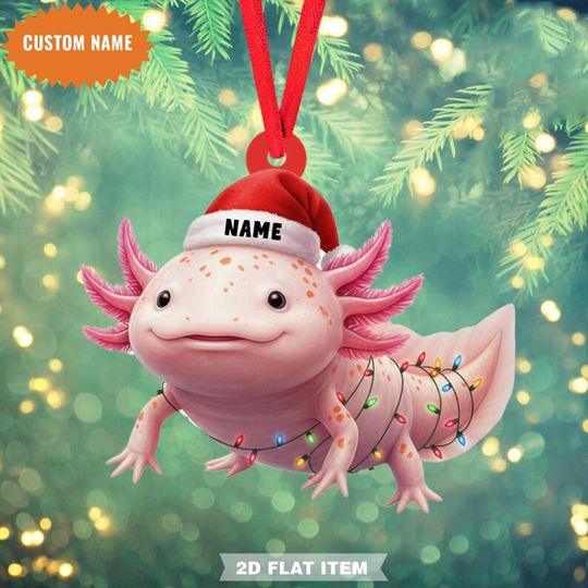 Discover Personalized Axolotl Salamander Christmas Ornament, Flat 2D Ornament, Axolotl Salamander Christmas Home Decor, Christmas Gift