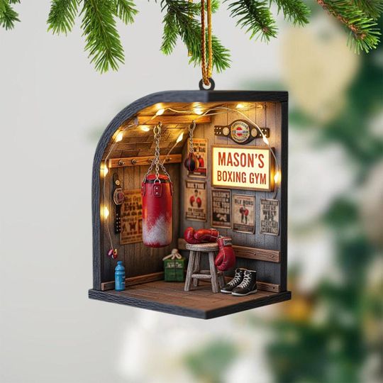 Discover Personalized Boxing Christmas Ornament, Custom Boxing Lover 2D Flat Ornament, Sports Lover Gift, Boxing Boy Tree Hanging, Gift for Him