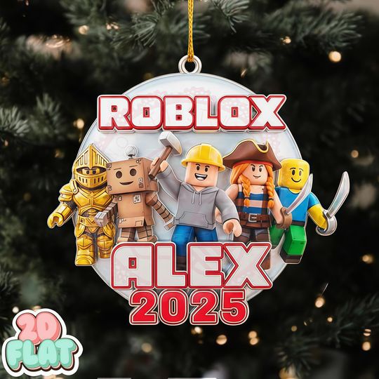 Personalized Roblox Game Ornament, Kids Roblox Christmas Gift, Roblox Christmas Ornament, Gamer Gift, Custom Name Christmas Ornament For Kid