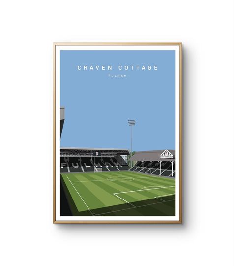 Discover Craven Cottage Print: Fulham FC Stadium Illustration - Soccer Fan Art