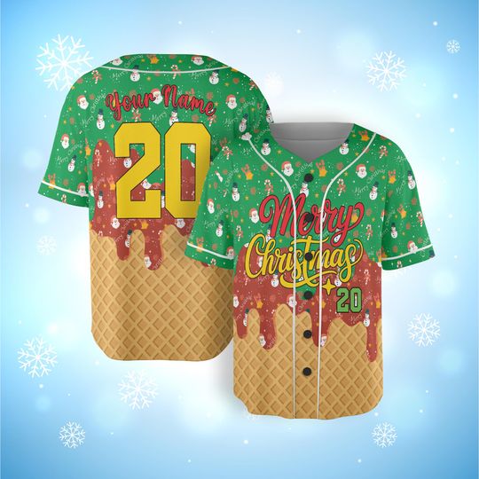 Discover Custom Christmas Xmas Baseball Jersey, Personalized Name Number Shirt, Merry Family Xmas Shirt Gift Gingerbread Adult Kid Youth