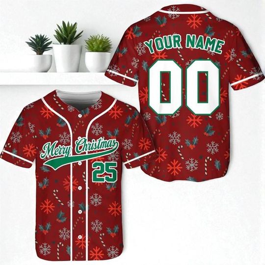 Discover Custom Christmas Baseball Jersey for Adults  Personalized Name & Number Holiday Shirt, Merry Xmas Team Gift Idea