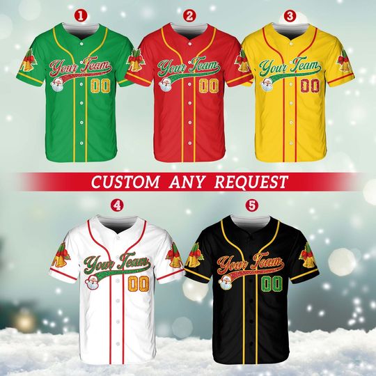 Discover Custom Christmas Baseball Jersey Adult Kid Youth, Personalized Name Number Holiday Jersey, Xmas Gift Team Uniform Ugly Sweater Style Shirt
