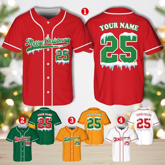 Discover Christmas Jersey Personalized Jersey Merry Christmas Shirt Baseball Christmas Family Xmas Shirt Custom Baseball Shirt Holiday Jersey