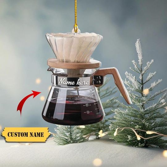Discover Pour Over Coffee Christmas Ornament 2D, Coffee Shop Ornament Decor, Custom 2D Flat Ornament, Coffee Christmas Ornament, Coffee Lover Gift