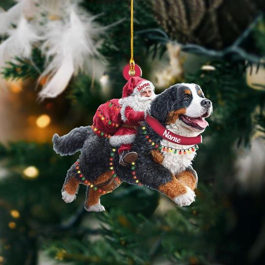 Discover Santa Riding Bernese Mountain Dog Ornament  Realistic Bernese Mountain Dog Christmas Decoration, Funny Santa Pet Lover Gift
