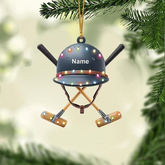 Discover Personalized Polo Helmet Ornament  Custom Equestrian Christmas Decoration, Horse Polo Player Gift, Polo Christmas Tree Decor