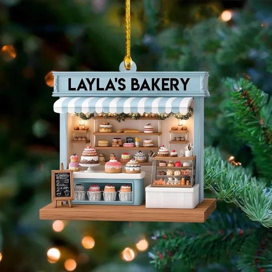 Discover Custom Name Bakery Christmas Ornament, Personalized Bakery Keepsake 2025 Gift, Acrylic Ornament 2D FLAT, Gift For Baking Lover, Xmas Decor