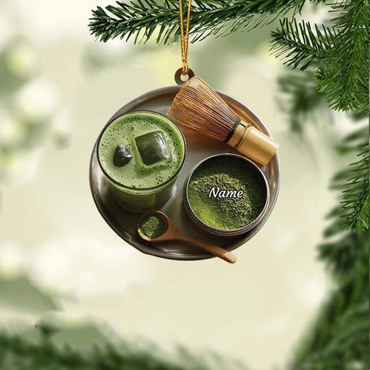 Discover Matcha Tea Set Christmas Ornament, Personalized Green Tea Bowl Xmas Decor Custom Tea Lover Ornament Japanese Tea Gift Keepsake