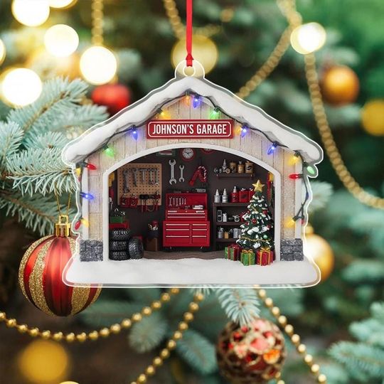 Discover Personalized Car Garage Christmas Ornament, Car Garage 2D FLAT Ornament, Gift For Car Garage Lover, Garage Ornament, Car Garage Xmas Decor