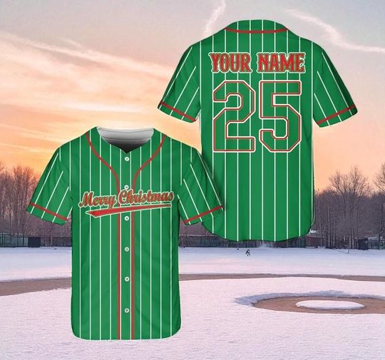 Discover Custom Name & Number Christmas Baseball Jersey  Family Group Matching Holiday Shirt, Ideal Gift for Baseball Lovers