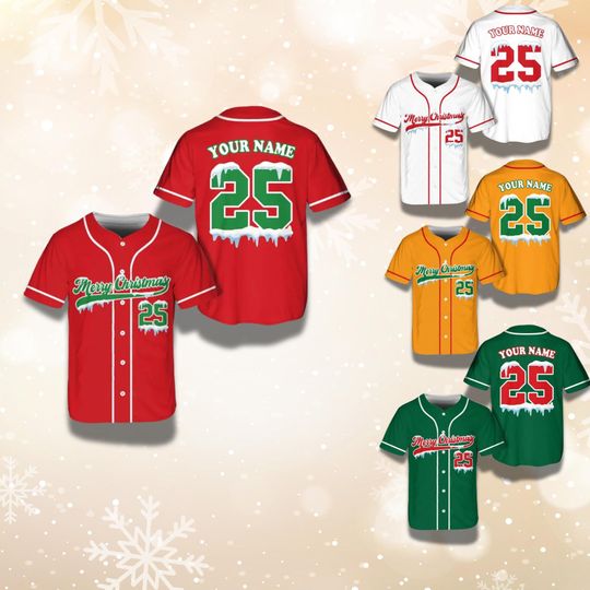 Discover Custom Christmas Baseball Jersey: Personalized Name & Number