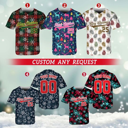 Discover Christmas Jersey Personalized Jersey Merry Christmas Shirt Baseball Christmas Family Xmas Shirt Custom Baseball Shirt Holiday Jersey