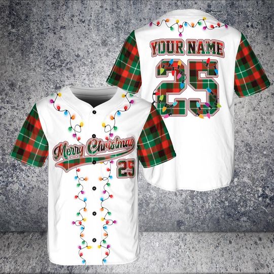 Discover Christmas Jersey Personalized Jersey Merry Christmas Shirt Baseball Christmas Family Xmas Shirt Custom Baseball Shirt Holiday Jersey